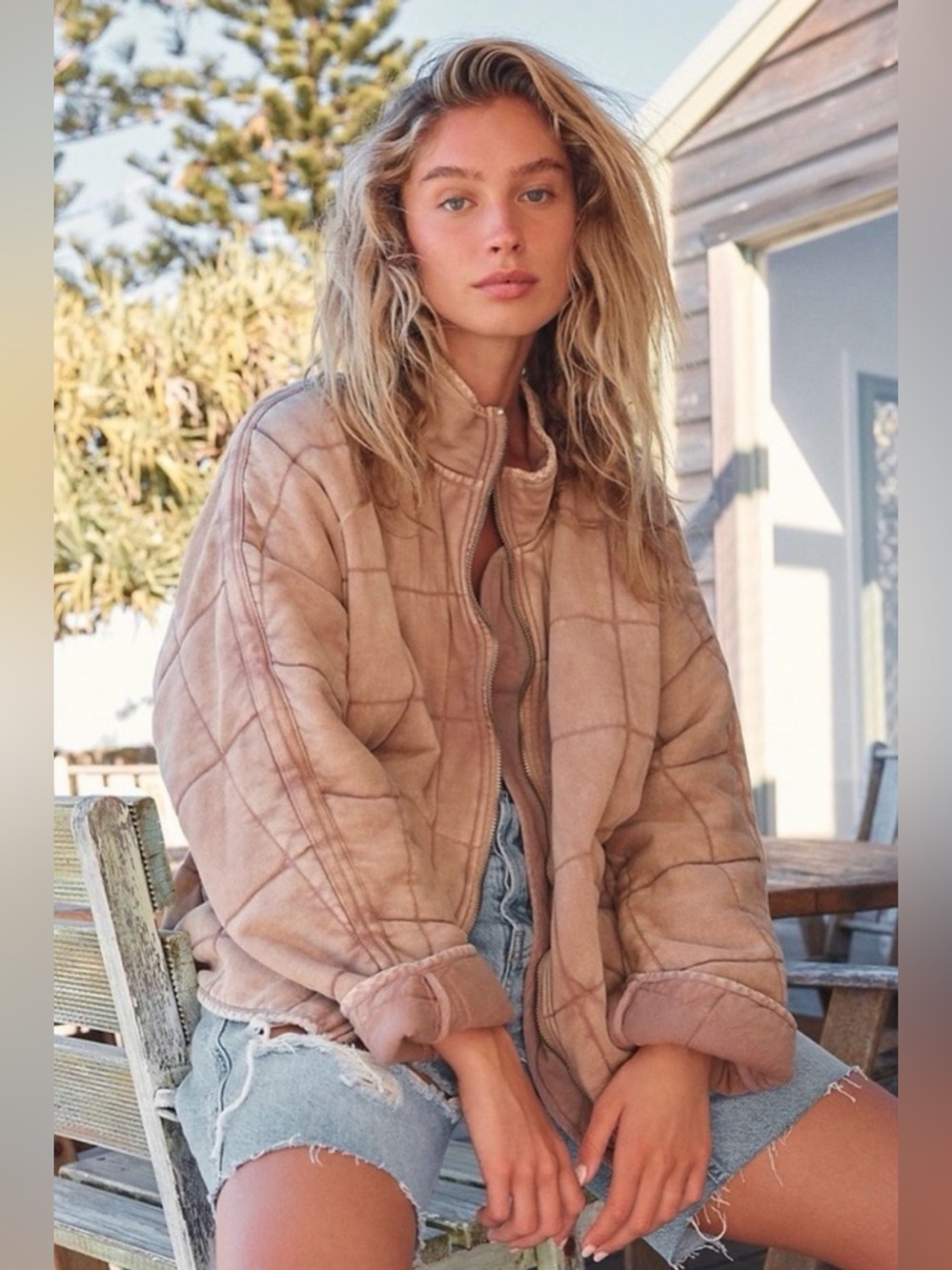 Free People Quilted Dolman Jacket-• toasted coconut • large